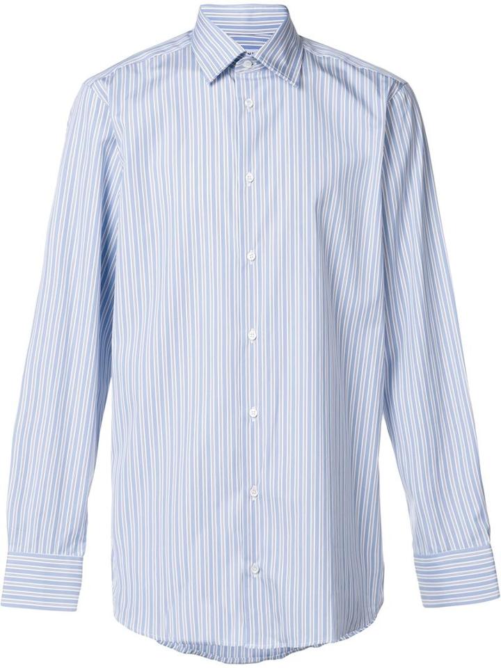 Simeone Napoli Striped Shirt, Men's, Size: 41, Blue, Cotton
