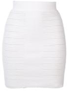 Balmain Ribbed Knit Skirt - White