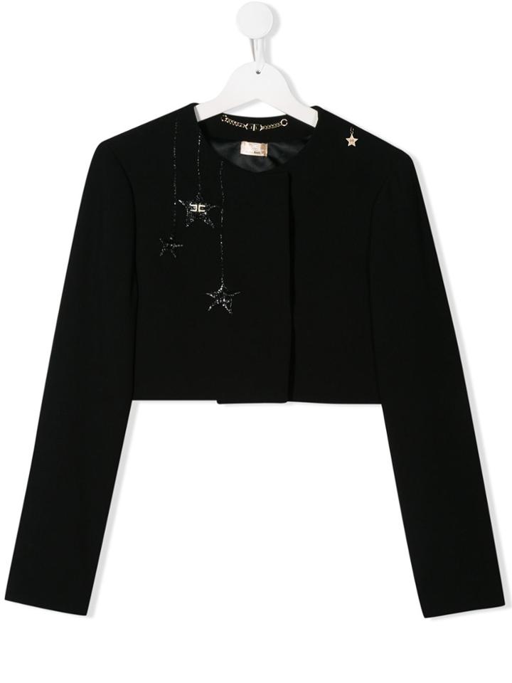 Elisabetta Franchi La Mia Bambina Star Cropped Jacket - Black