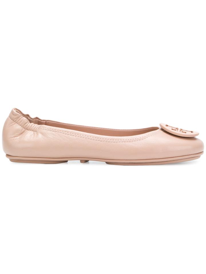Tory Burch Logo Plaque Ballerinas - Pink & Purple
