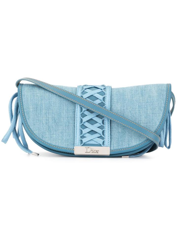 Christian Dior Vintage Lace Up Detail Shoulder Bag - Blue