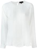 Nili Lotan Pleated Front Ruffled Blouse - White