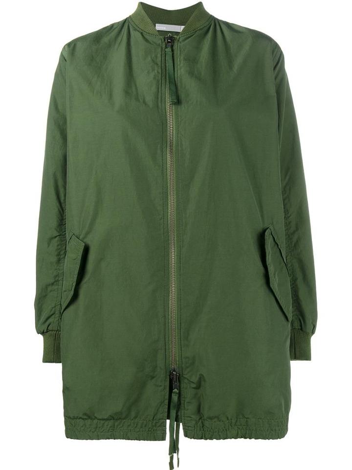Vince Longline Bomber Jacket, Women's, Size: Large, Green, Cotton/polyamide/acrylic/wool