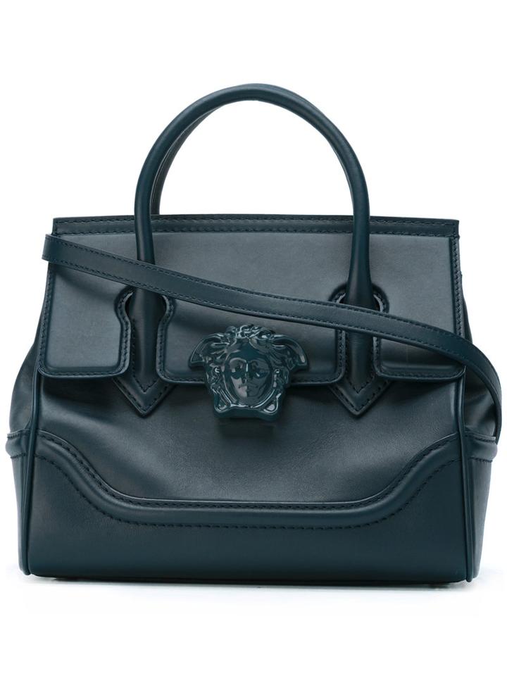 Versace Mini Palazzo Empire Tote, Women's, Blue, Leather