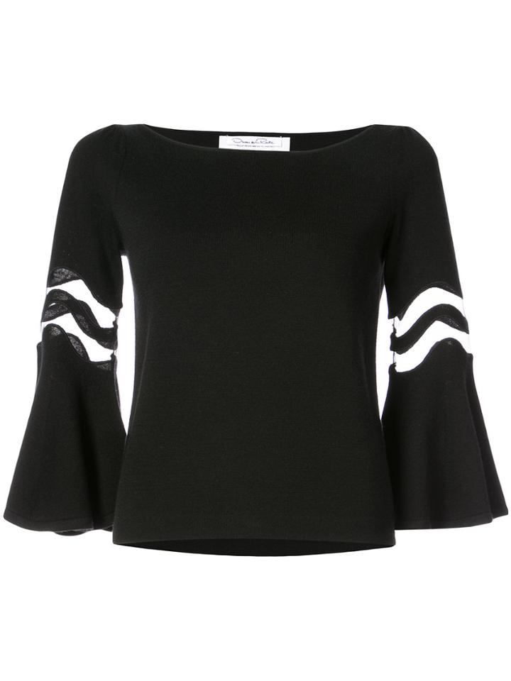 Oscar De La Renta Flutter-sleeve Jumper - Black