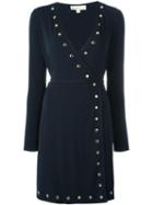 Michael Michael Kors Studded Wrap Dress, Women's, Size: Large, Blue, Polyester/spandex/elastane