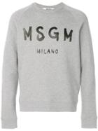 Msgm Painted Logo Print Sweatshirt - Grey