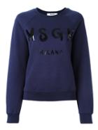 Msgm Logo Print Sweatshirt, Women's, Size: Small, Blue, Cotton