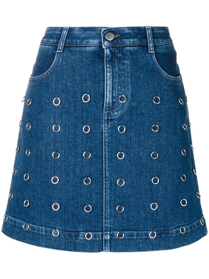 Stella Mccartney Loop-embellished Denim Mini Skirt - Blue
