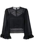 Mcq Alexander Mcqueen Crochet Detail Blouse, Women's, Size: 44, Black, Cotton/polyester/spandex/elastane