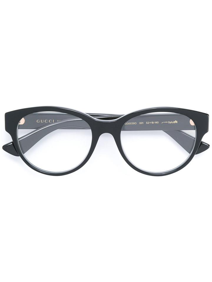 Gucci Eyewear Gg Oval Frame Glasses, Black, Acetate