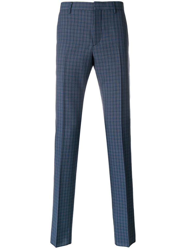 Prada Checked Tailored Trousers - Blue