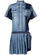 Sacai Pleated Denim Shirt Dress - Blue