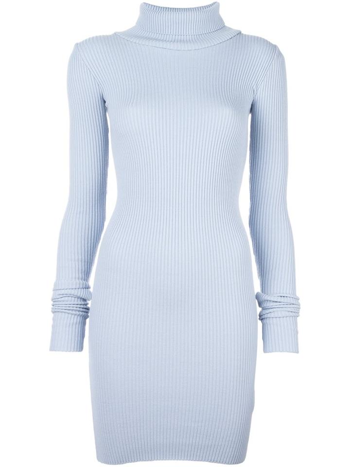 Jacquemus Slit Cuff Ribbed Dress, Women's, Size: 36, Blue, Wool