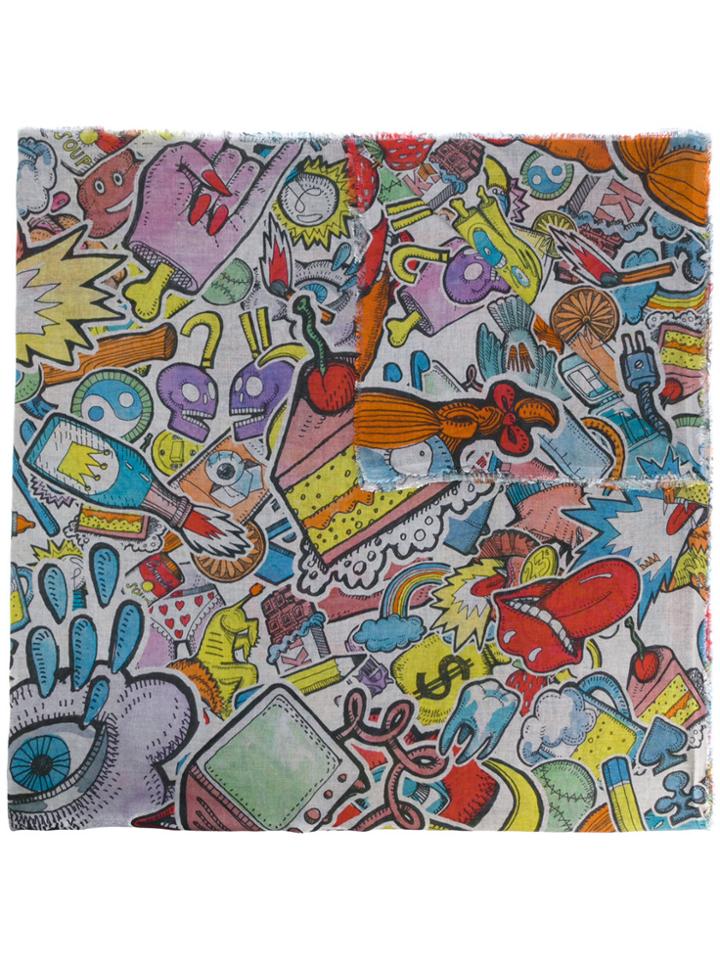 Faliero Sarti Cartoon Print Scarf - Multicolour