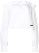 Miu Miu Bardot Ruffled Shirt - White