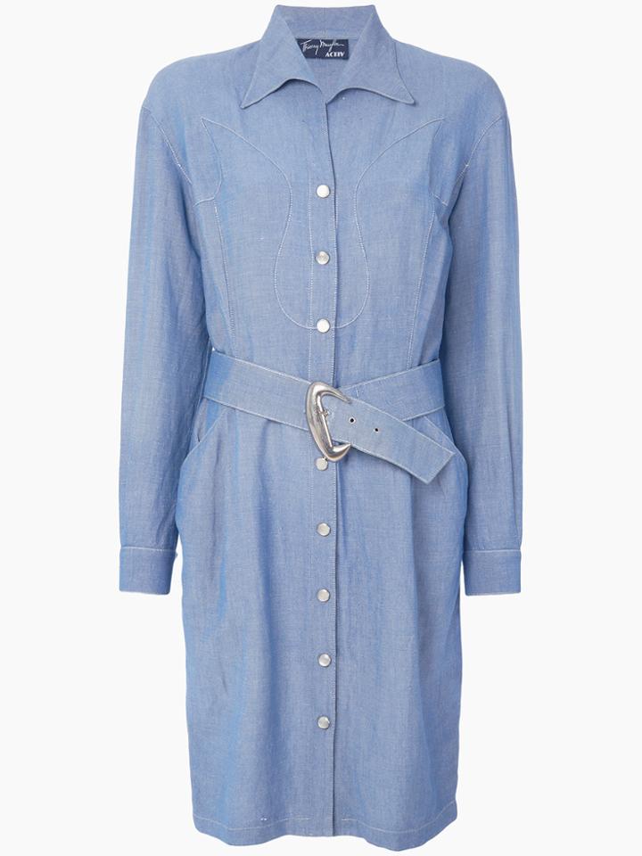 Thierry Mugler Vintage Western Shirt Dress - Blue