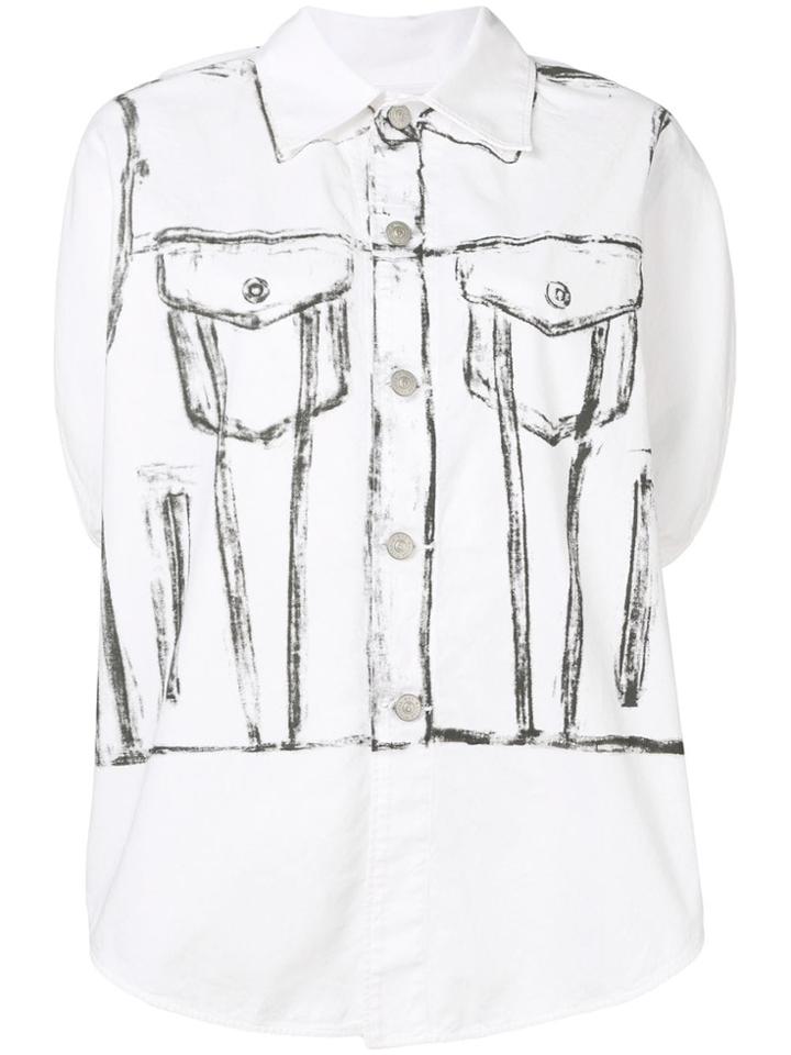 Mm6 Maison Margiela Painted Sleeveless Shirt - White