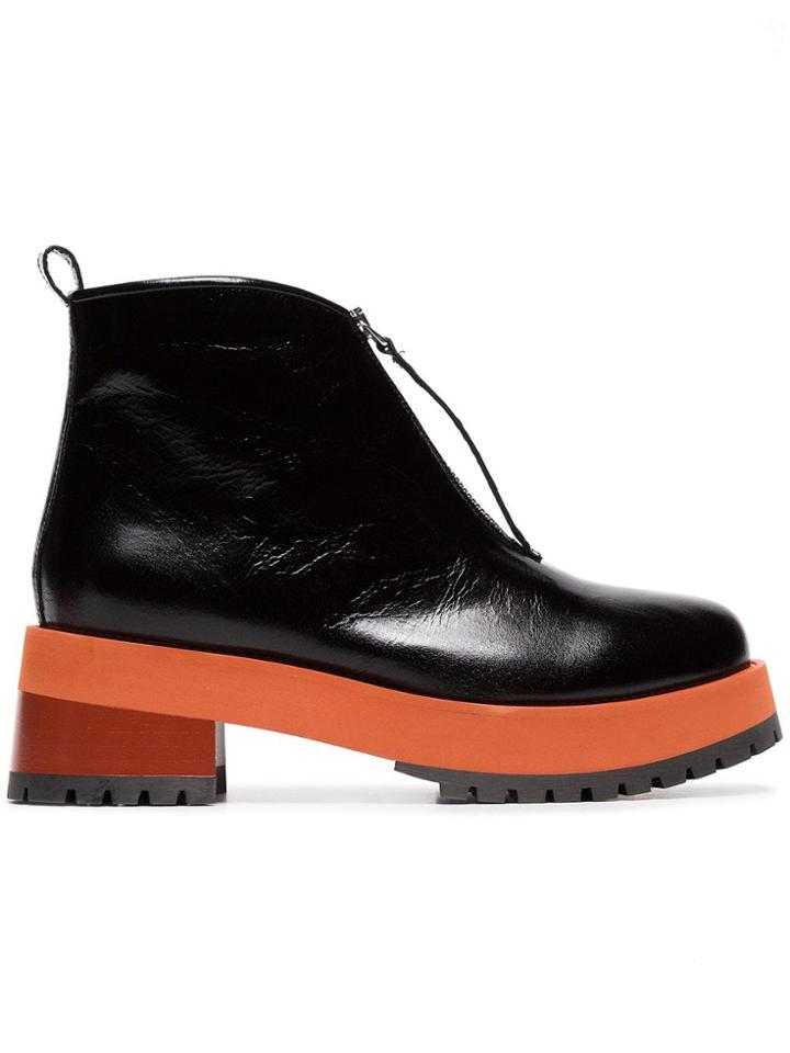 Marni Black 65 Zip Leather Ankle Boots