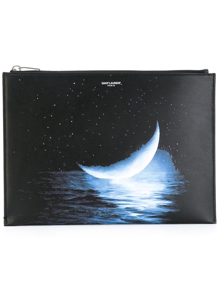 Saint Laurent - Printed Clutch - Men - Calf Leather - One Size, Black, Calf Leather