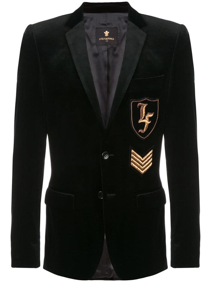 Lords And Fools Patch Detail Textured Blazer - Black