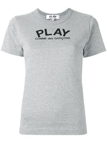Comme Des Garçons Play Logo Print T-shirt, Women's, Size: Xs, Grey, Cotton