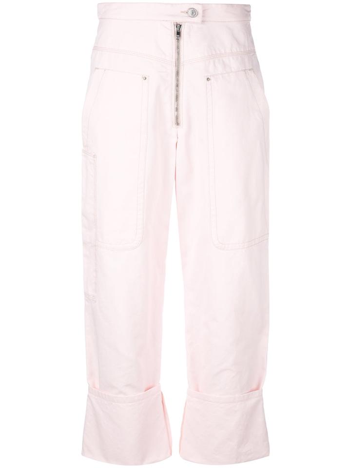 Isabel Marant - Stitched Panel Trousers - Women - Cotton - 36, Pink/purple, Cotton