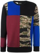 Diesel Multi Print Sweatshirt, Men's, Size: Large, Black, Cotton/polyester