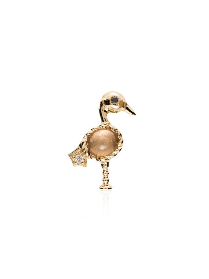 Yvonne Léon 18k Yellow Gold Flamingo Diamond Earrings