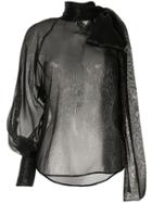 Petar Petrov Bray Metallic One Sleeve Blouse - Black
