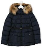 Moncler Kids Belted Padded Coat, Girl's, Size: 12 Yrs, Blue