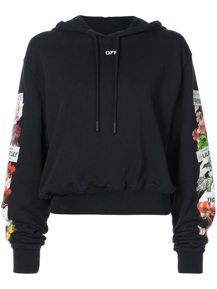 Off-white Flower Shop Cropped Hoodie - Black
