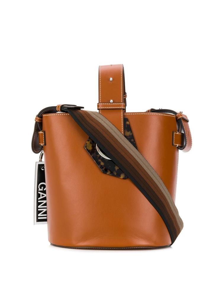 Ganni Logo Bucket Bag - Brown