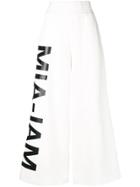 Mia-iam Wide Leg Logo Print Trousers - White