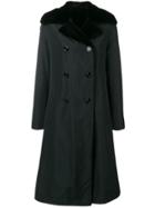 Liska Double Breasted Fur Coat - Black