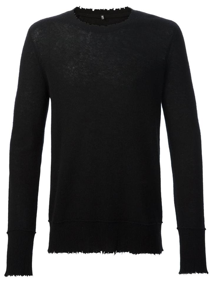 R13 Frayed Edge Sweater, Men's, Size: Xs, Black, Cashmere