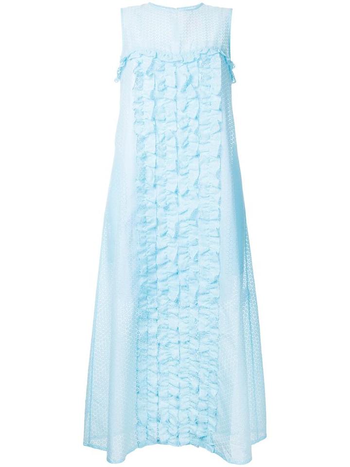 Paskal Ruffled Detail Dress, Women's, Size: Small, Blue, Cotton/polyester