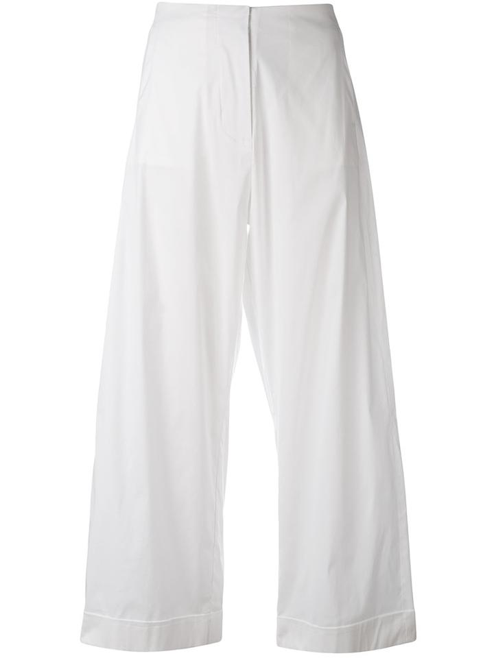 Federica Tosi - Cropped Trousers - Women - Cotton/polyamide/spandex/elastane - S, White, Cotton/polyamide/spandex/elastane