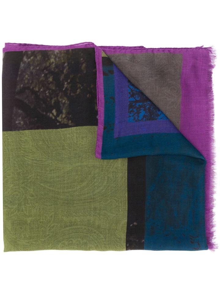 Etro Patchwork Print Scarf - Blue