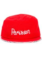 Maison Kitsuné 'parisien' Embroidered Cap, Men's, Red, Cotton/polyester