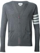 Thom Browne Striped Sleeve Cardigan, Men's, Size: 2, Grey, Wool