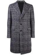 Tagliatore Houndstooth Coat, Men's, Size: 48, Blue, Cupro/cotton/wool/acrylic