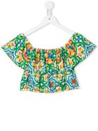 Mc2 Saint Barth Kids Ruffle-trimmed Top - Green
