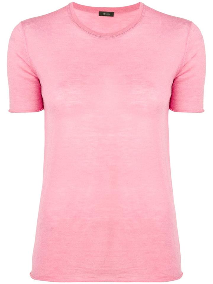 Joseph Short-sleeve Fitted Sweater - Pink