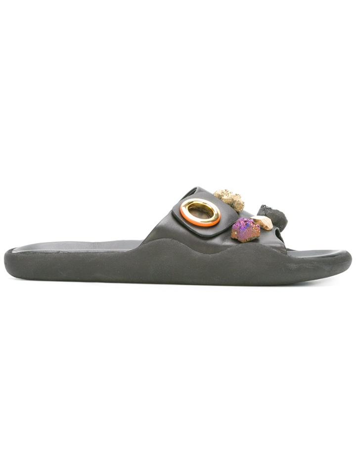 Christopher Kane Embellished Slides - Black