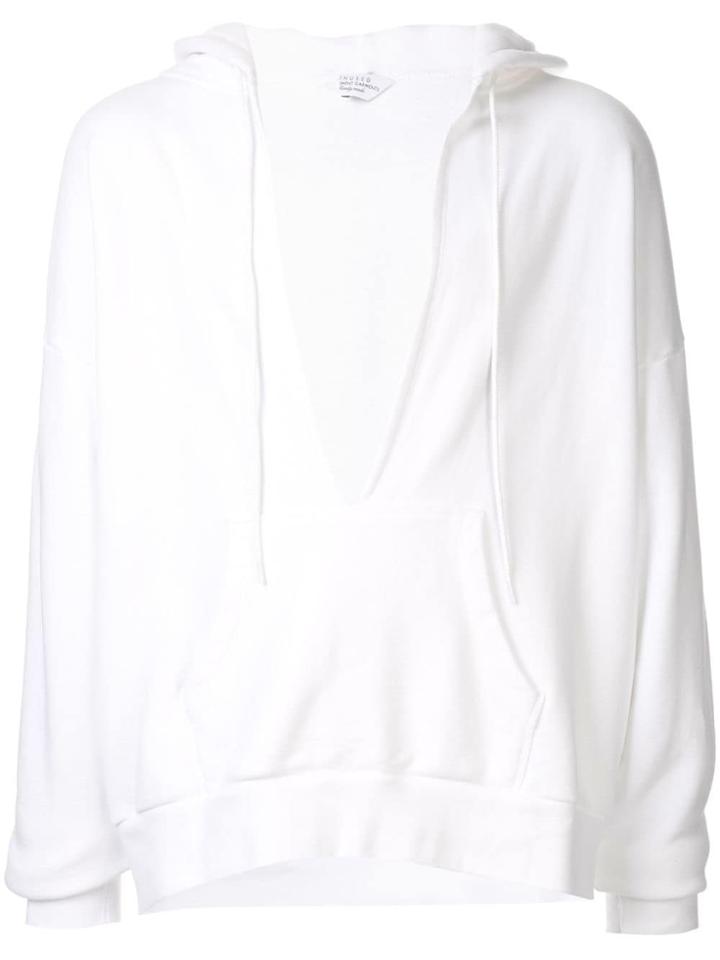 Unused Deep V Neck Hoodie - White