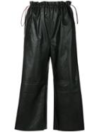 Mm6 Maison Margiela - Cropped Faux Leather Trousers - Women - Polyurethane/viscose - 42, Black, Polyurethane/viscose