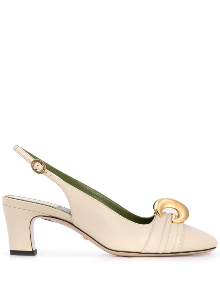 Gucci Half Moon Gg Slingback Pumps - White