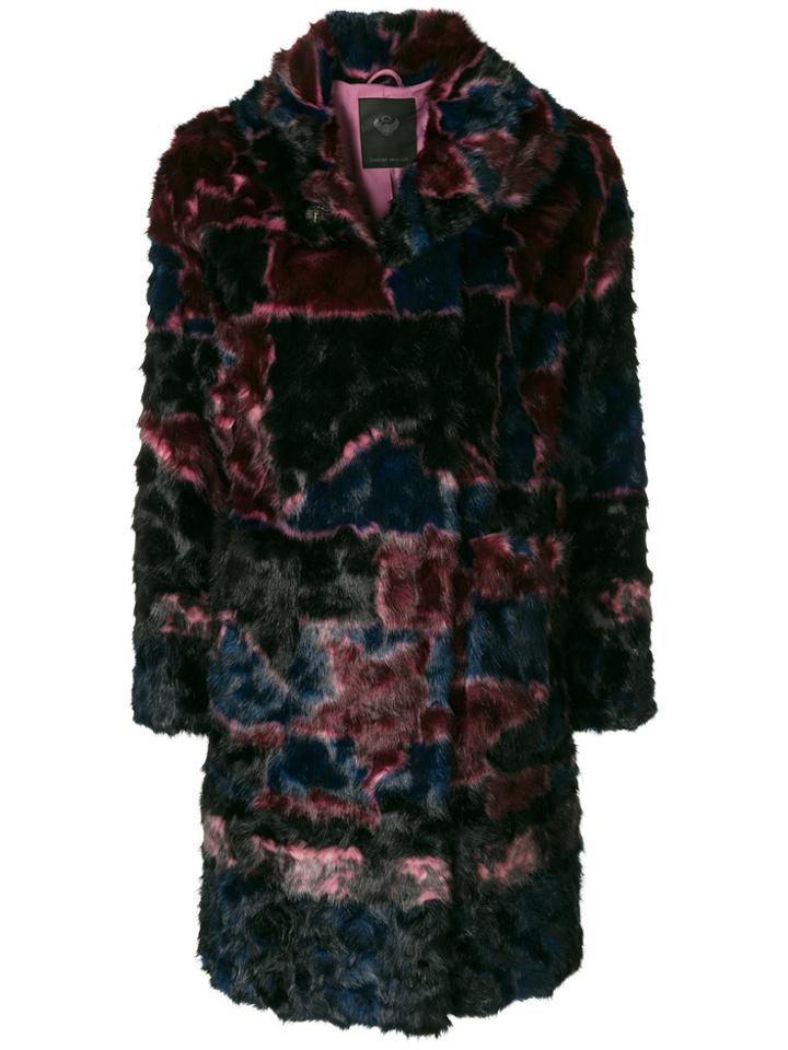 Frankie Morello Dyed Faux Fur Coat - Pink & Purple
