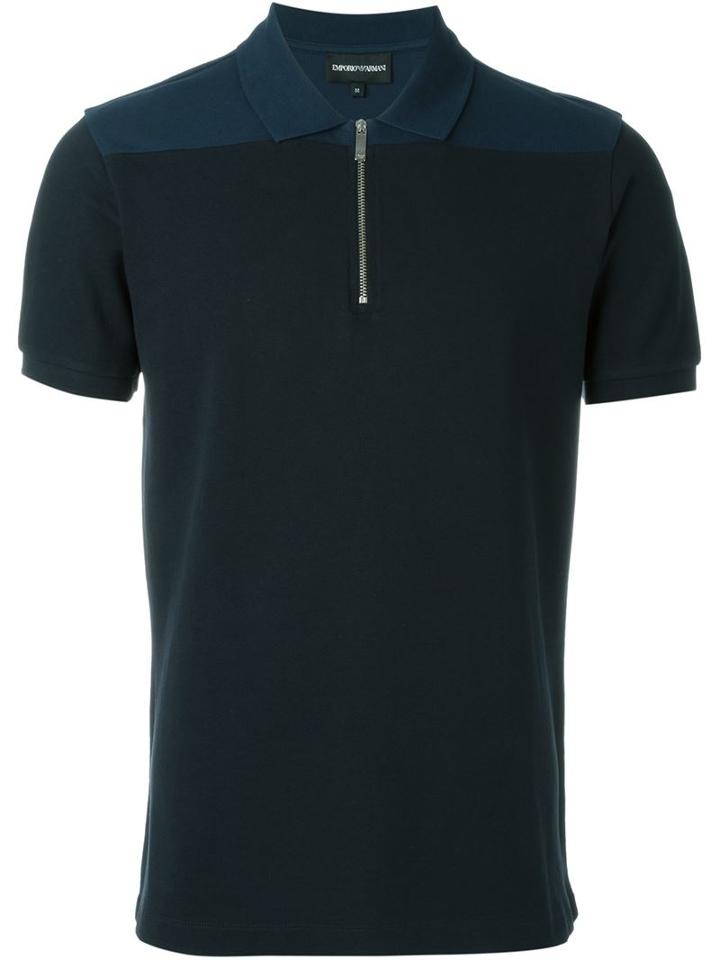 Emporio Armani Zip Neck Polo Shirt
